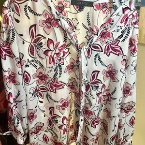 Ava Rose Floral Blouse - White and Pink